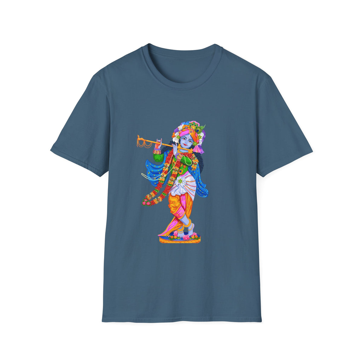 Krishana Tees - Spiritual Unisex Softstyle T-Shirt, Hindu God Tee, Religious Clothing, Meditation Shirt, Yoga Outfit - Ira World Art LLC