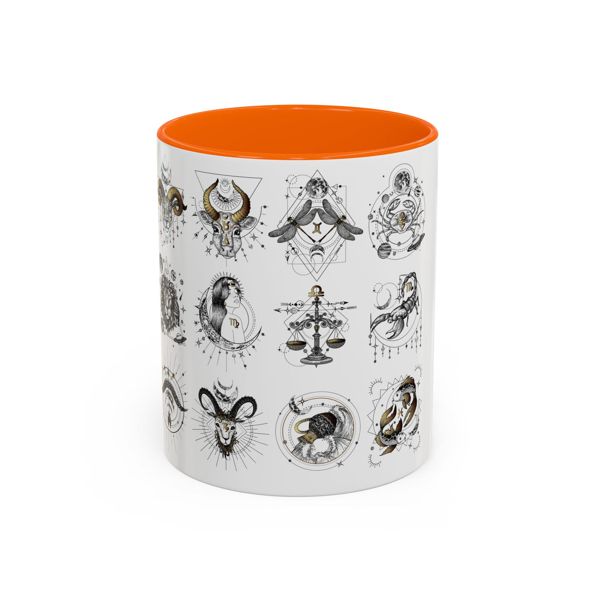 Zodiac Accent Ceramic Coffee Mug with Vibrant Horoscope Design 11oz & 15oz - Ira World Art LLC