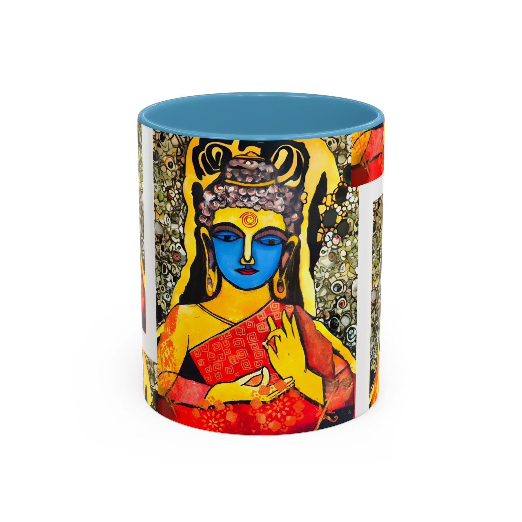 Inspirational Yoga Ceramic Mug, Colorful Buddhist Painting, 11oz & 15oz Unique Coffee Cup - Ira World Art LLC
