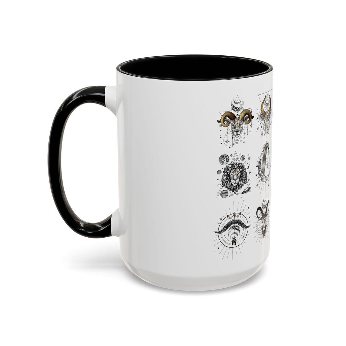 Zodiac Accent Ceramic Coffee Mug with Vibrant Horoscope Design 11oz & 15oz - Ira World Art LLC