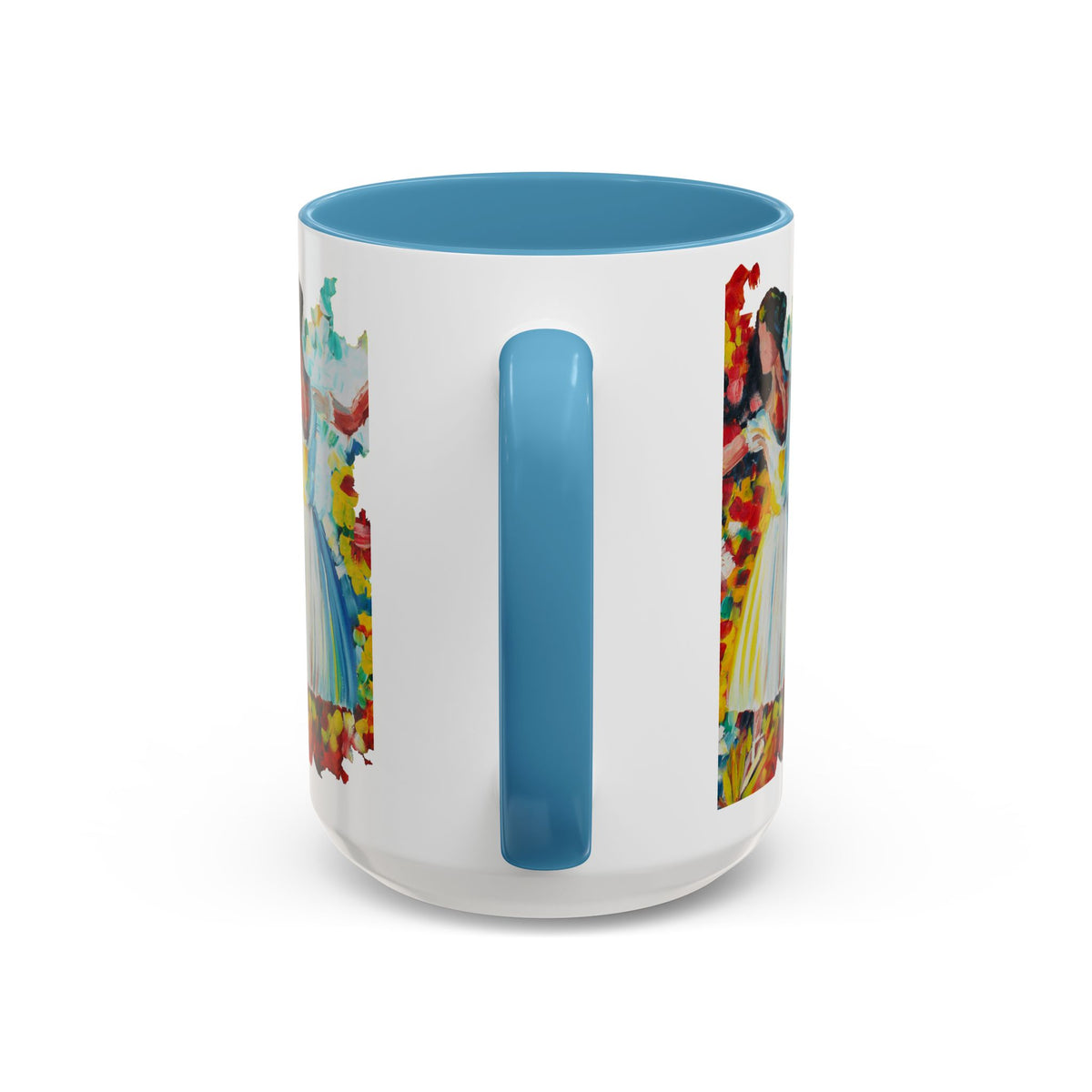 Colorful Ballet Latte Mug, Artistic Ceramic Coffee Cup with Floral Design - Ira World Art LLC