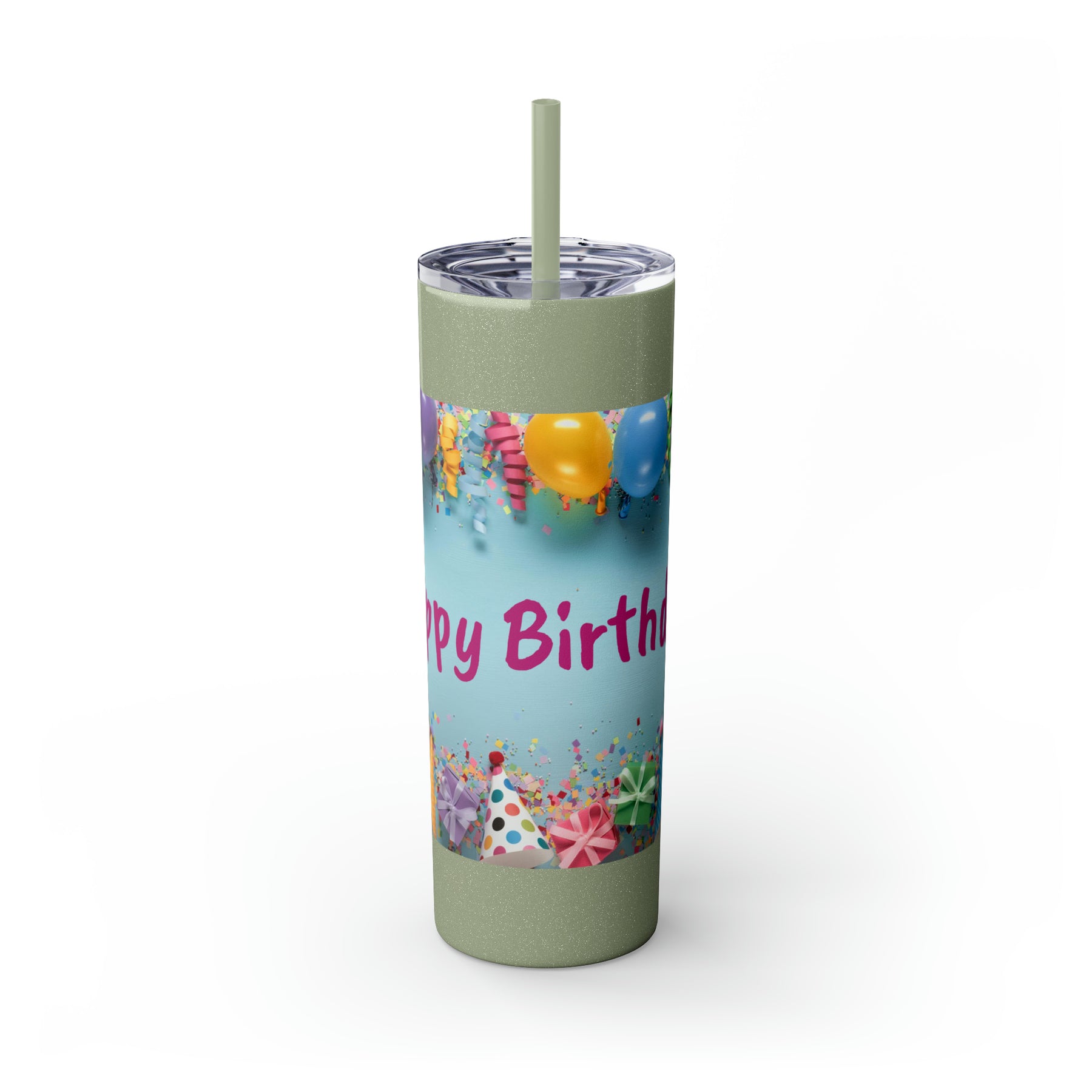 Birthday Skinny Tumbler with Straw – Celebrate in Sip-worthy Fashion!, 20oz - Ira World Art LLC