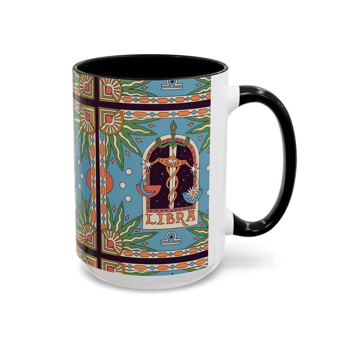 Custom Libra Coffee Mug, Colorful Ceramic 11oz & 15oz Zodiac Design - Ira World Art LLC