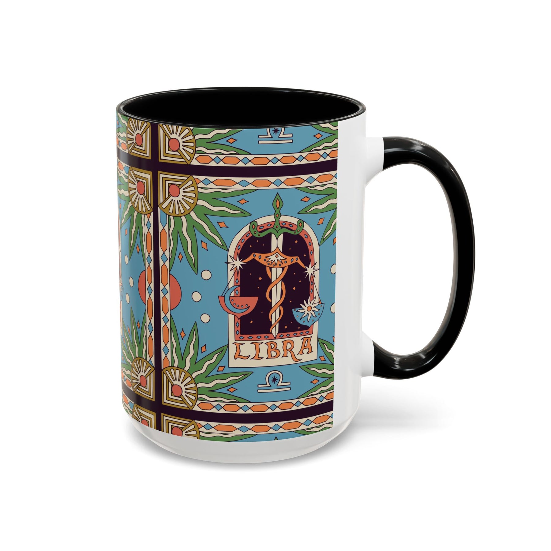 Custom Libra Coffee Mug, Colorful Ceramic 11oz & 15oz Zodiac Design - Ira World Art LLC