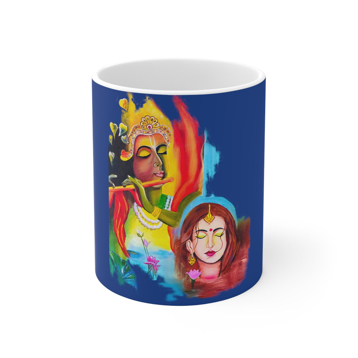 Radha Krishna Ceramic Coffee Mug 11oz, Love Gift, Aesthetic Cup - Ira World Art LLC