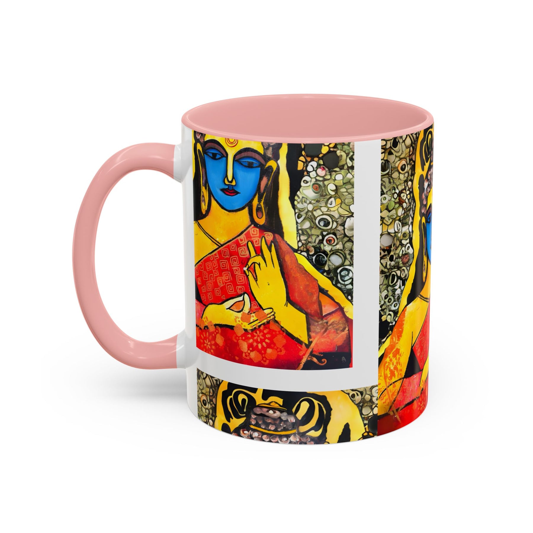 Inspirational Yoga Ceramic Mug, Colorful Buddhist Painting, 11oz & 15oz Unique Coffee Cup - Ira World Art LLC