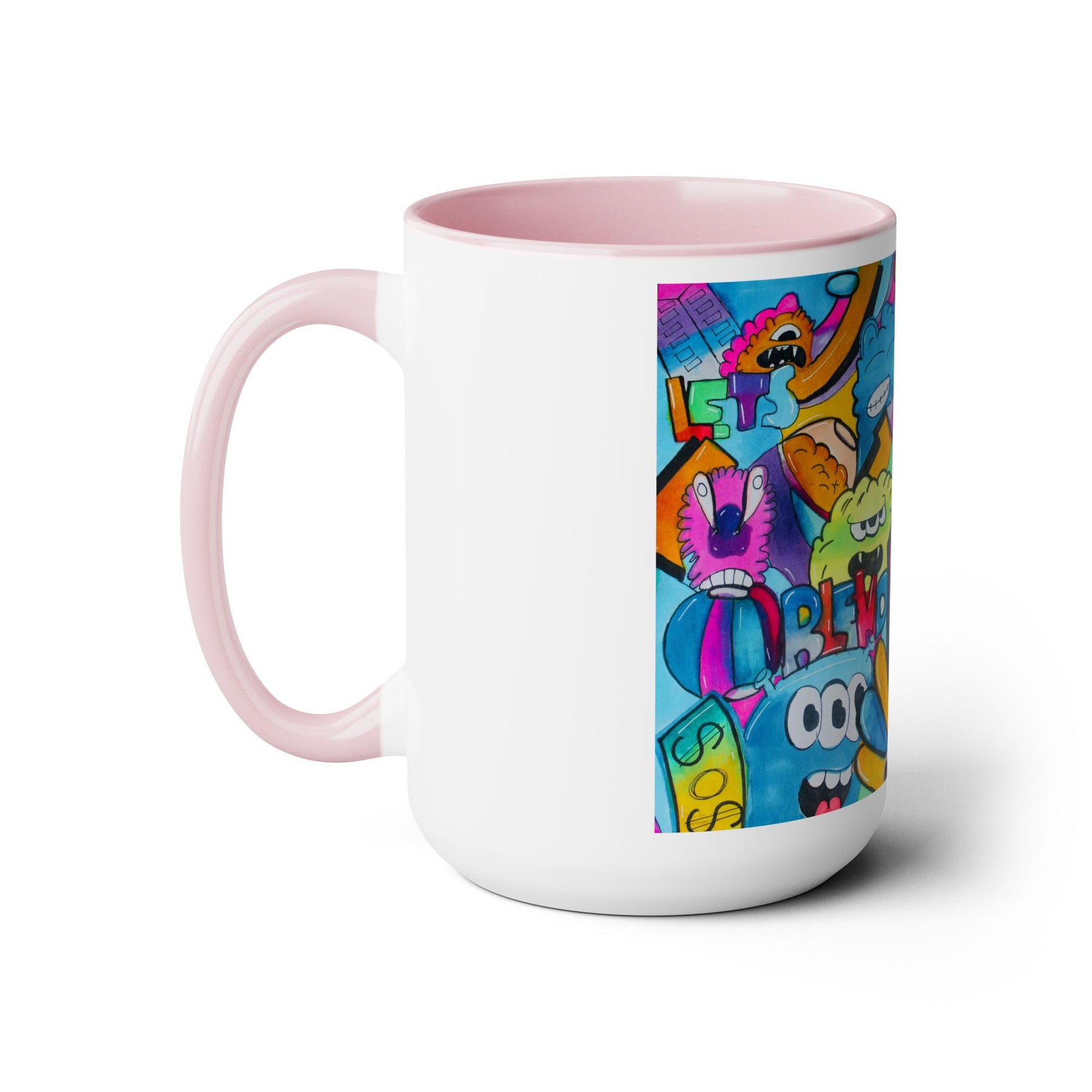 Colorful Two-Tone 15oz Kids Mug with Durable Ceramic, School & Toddler Design - Ira World Art LLC