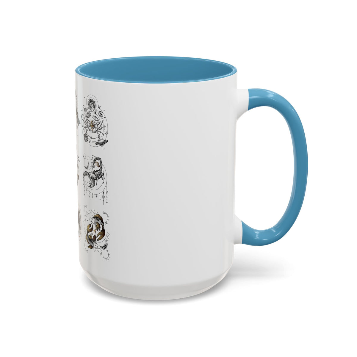 Zodiac Accent Ceramic Coffee Mug with Vibrant Horoscope Design 11oz & 15oz - Ira World Art LLC