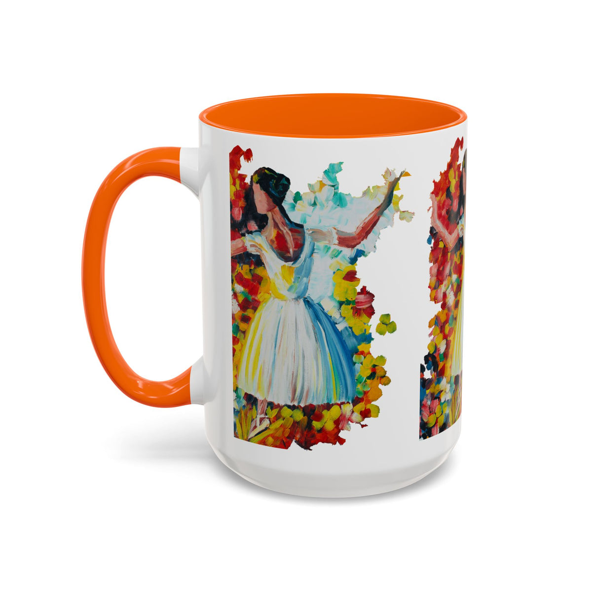 Colorful Ballet Latte Mug, Artistic Ceramic Coffee Cup with Floral Design - Ira World Art LLC