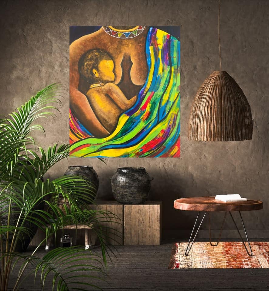 Wall art | Handmade Mother and Child painting | Original Canvas Painting | Mother's Day Gift | Nursing | handmade wall art | Home decor |20"24" - Ira World Art LLC