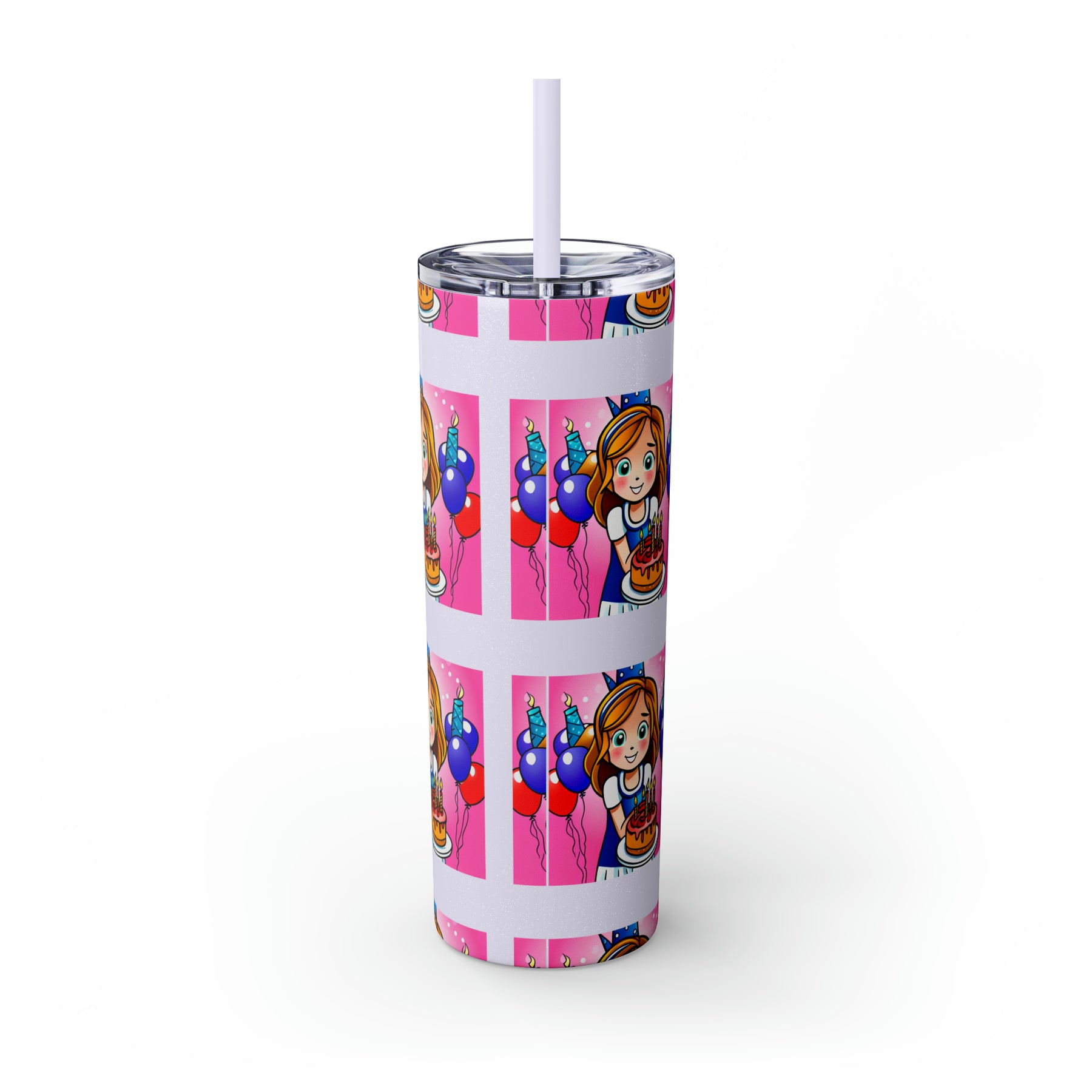 Stylish 20oz Birthday Skinny Tumbler with Straw - Ira World Art LLC