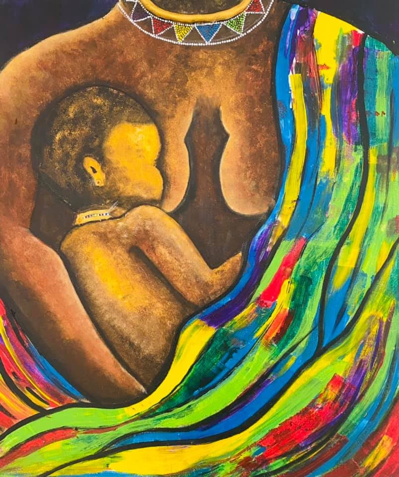 Wall art | Handmade Mother and Child painting | Original Canvas Painting | Mother's Day Gift | Nursing | handmade wall art | Home decor |20"24" - Ira World Art LLC