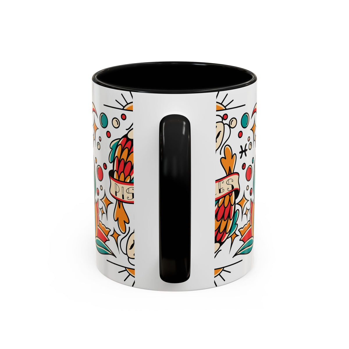 Colorful Pisces Zodiac Mug, Painted Ceramic 11oz Unique Coffee Cup - Ira World Art LLC