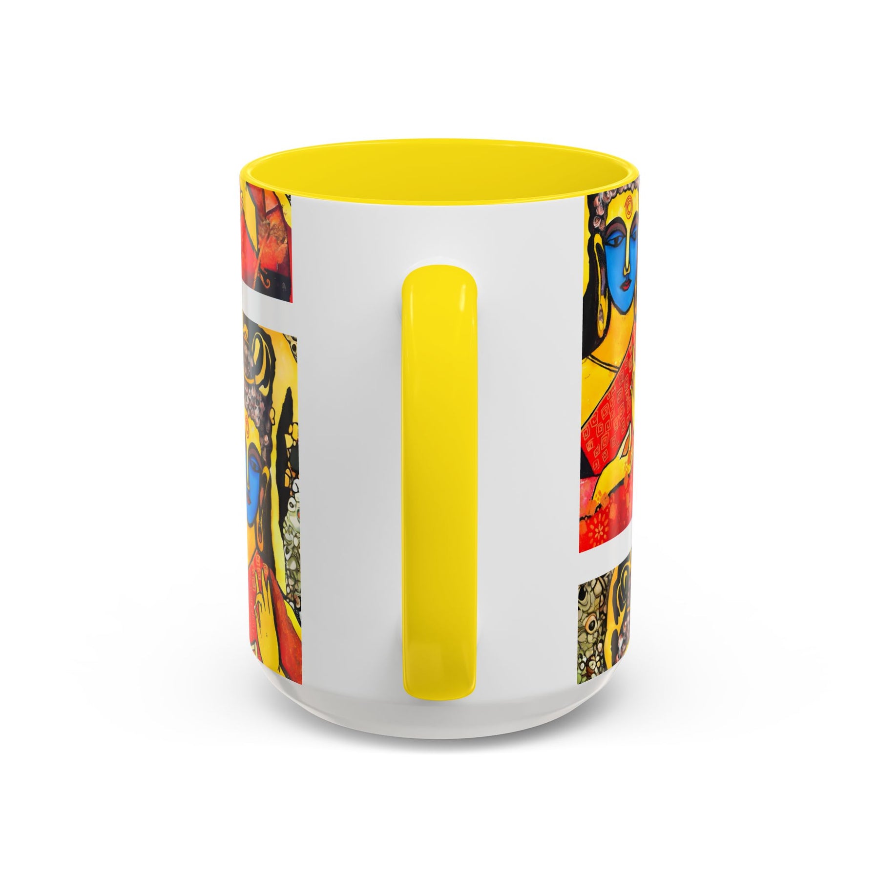 Inspirational Yoga Ceramic Mug, Colorful Buddhist Painting, 11oz & 15oz Unique Coffee Cup - Ira World Art LLC