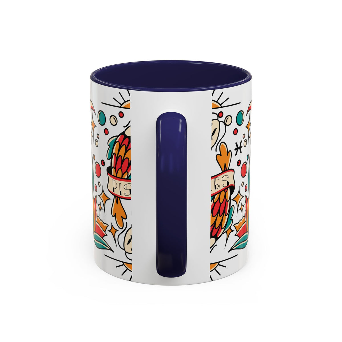Colorful Pisces Zodiac Mug, Painted Ceramic 11oz Unique Coffee Cup - Ira World Art LLC