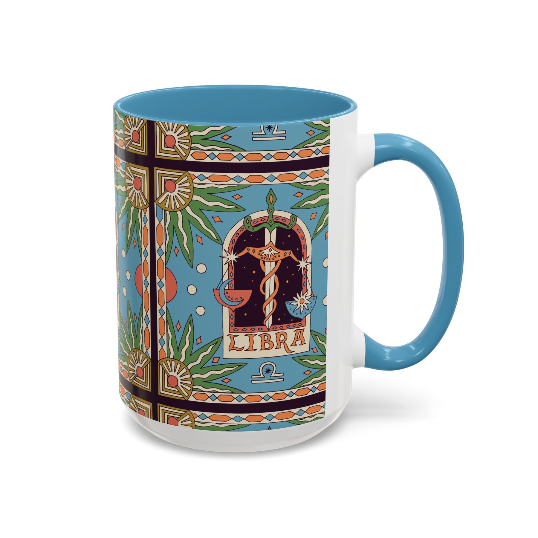 Custom Libra Coffee Mug, Colorful Ceramic 11oz & 15oz Zodiac Design - Ira World Art LLC