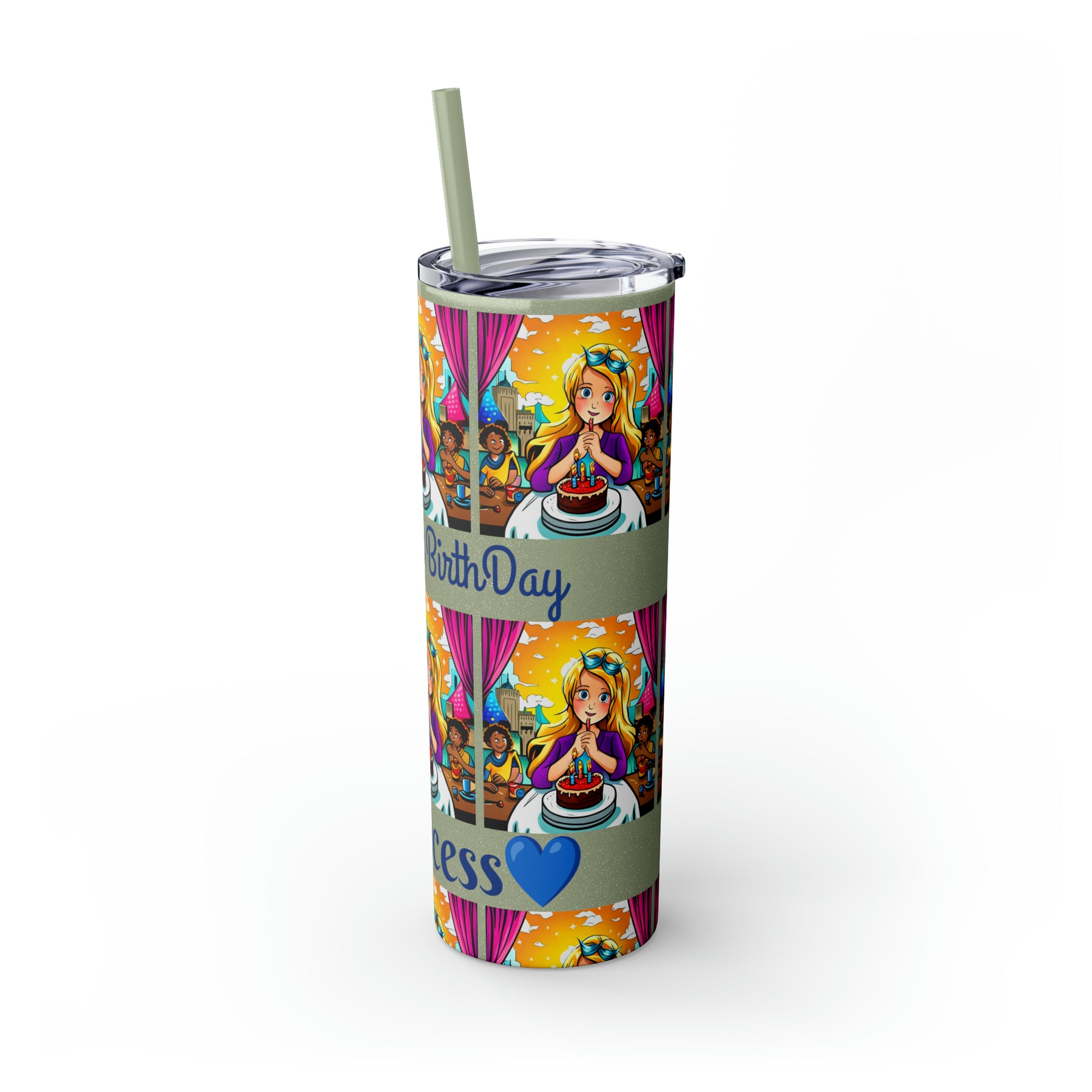 Stylish 20oz Birthday Skinny Tumbler with Straw – Celebrate in Sip-worthy Fashion!" - Ira World Art LLC