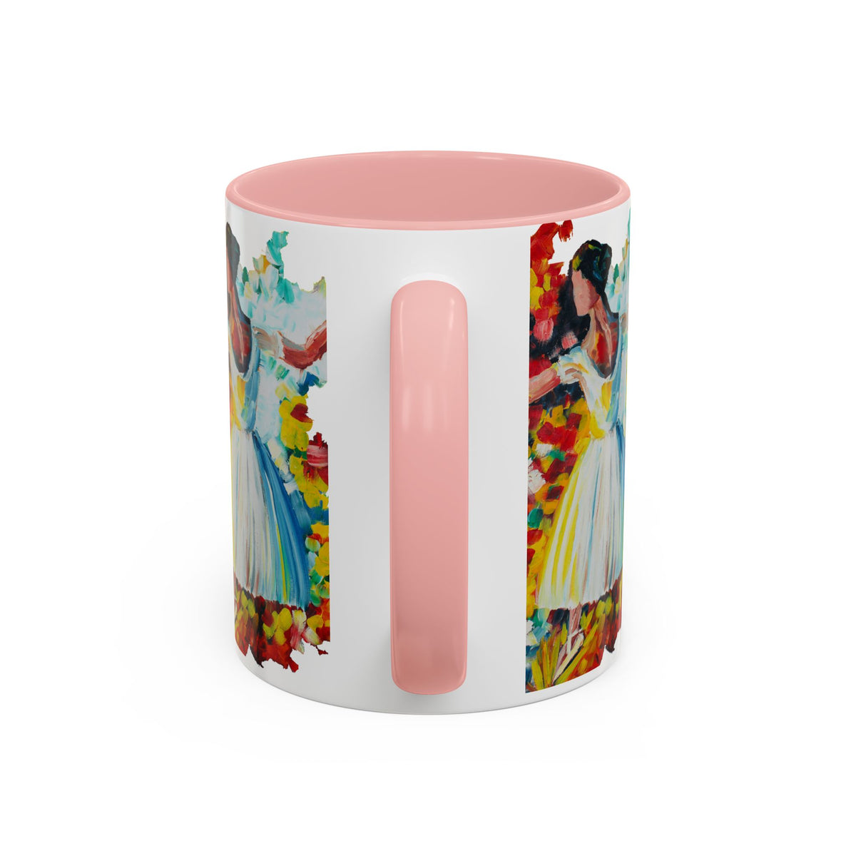 Colorful Ballet Latte Mug, Artistic Ceramic Coffee Cup with Floral Design - Ira World Art LLC