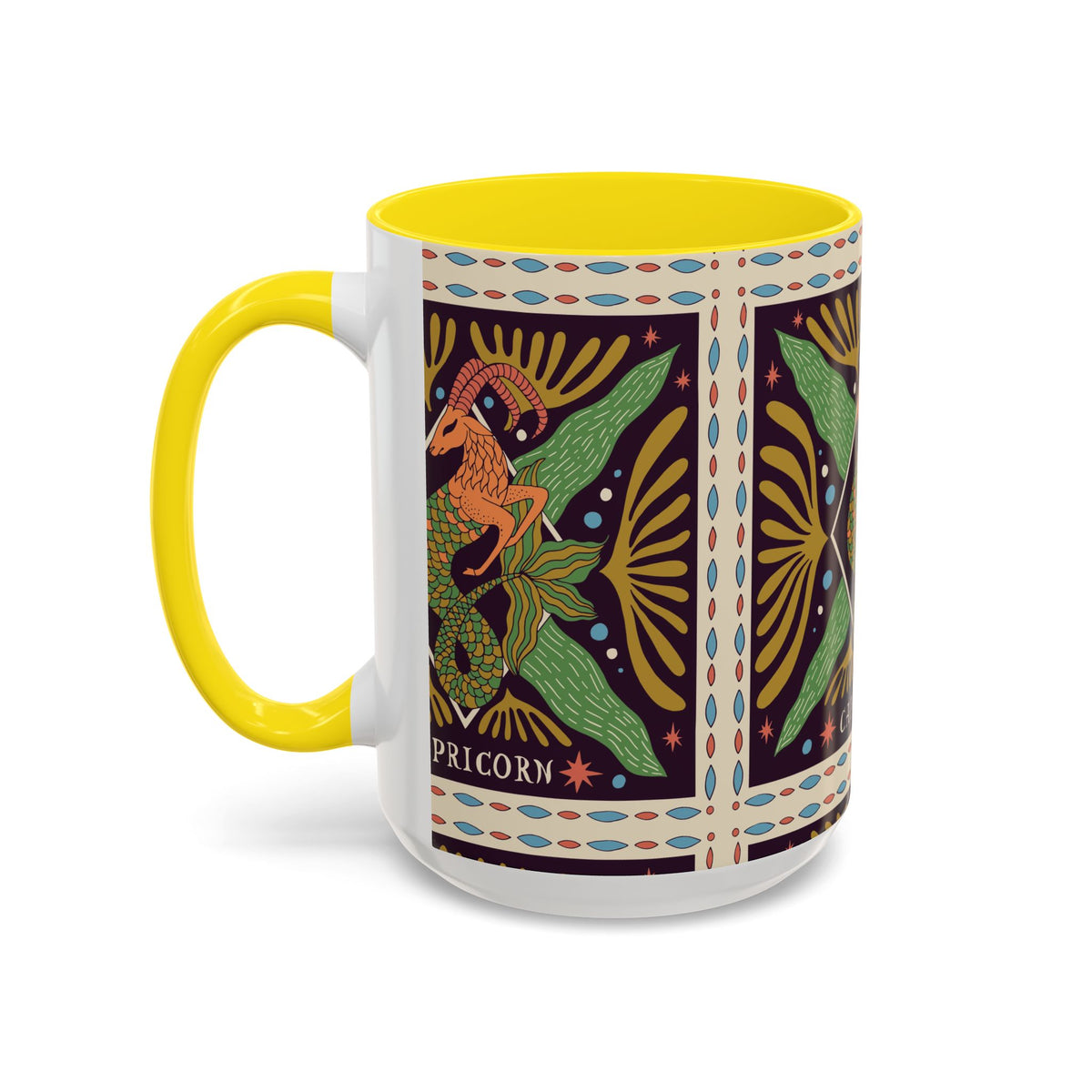 Colorful Capricorn Mug, Custom Ceramic Coffee Cup 11oz & 15oz Zodiac Design - Ira World Art LLC