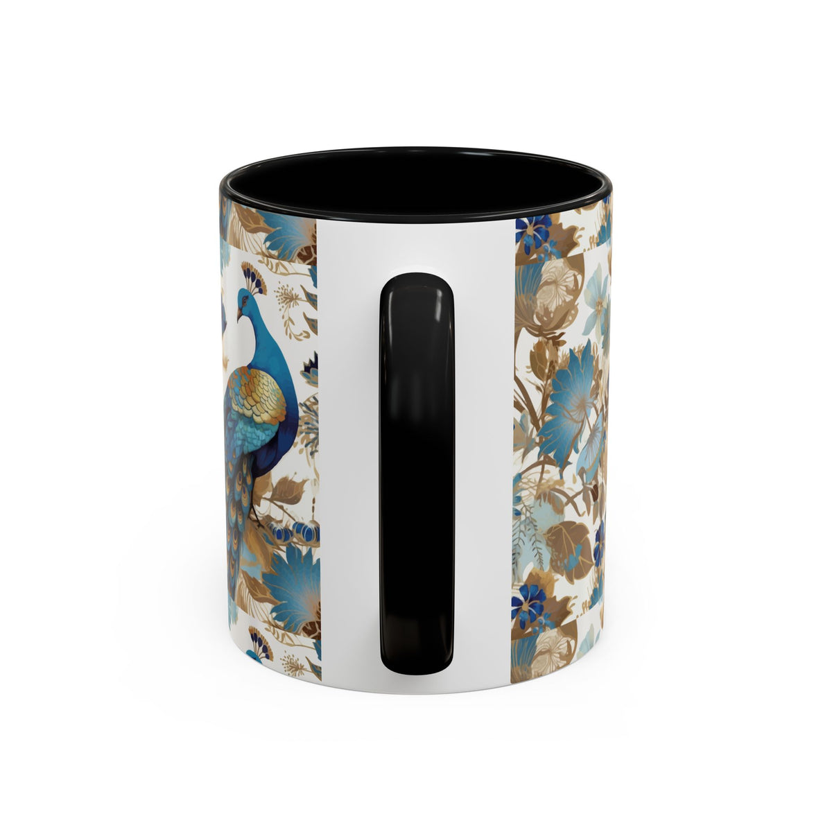 Elegant Peacock Ceramic Coffee Mug, Colorful 11oz & 15oz Custom Design - Ira World Art LLC