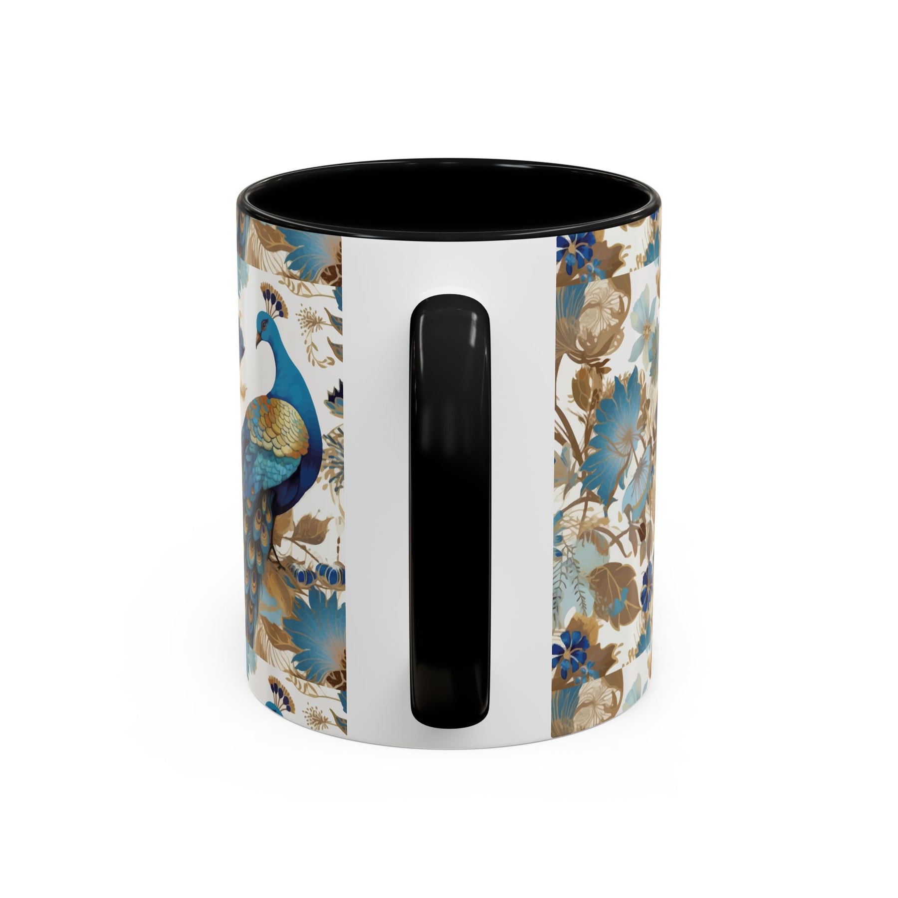 Elegant Peacock Ceramic Coffee Mug, Colorful 11oz & 15oz Custom Design - Ira World Art LLC