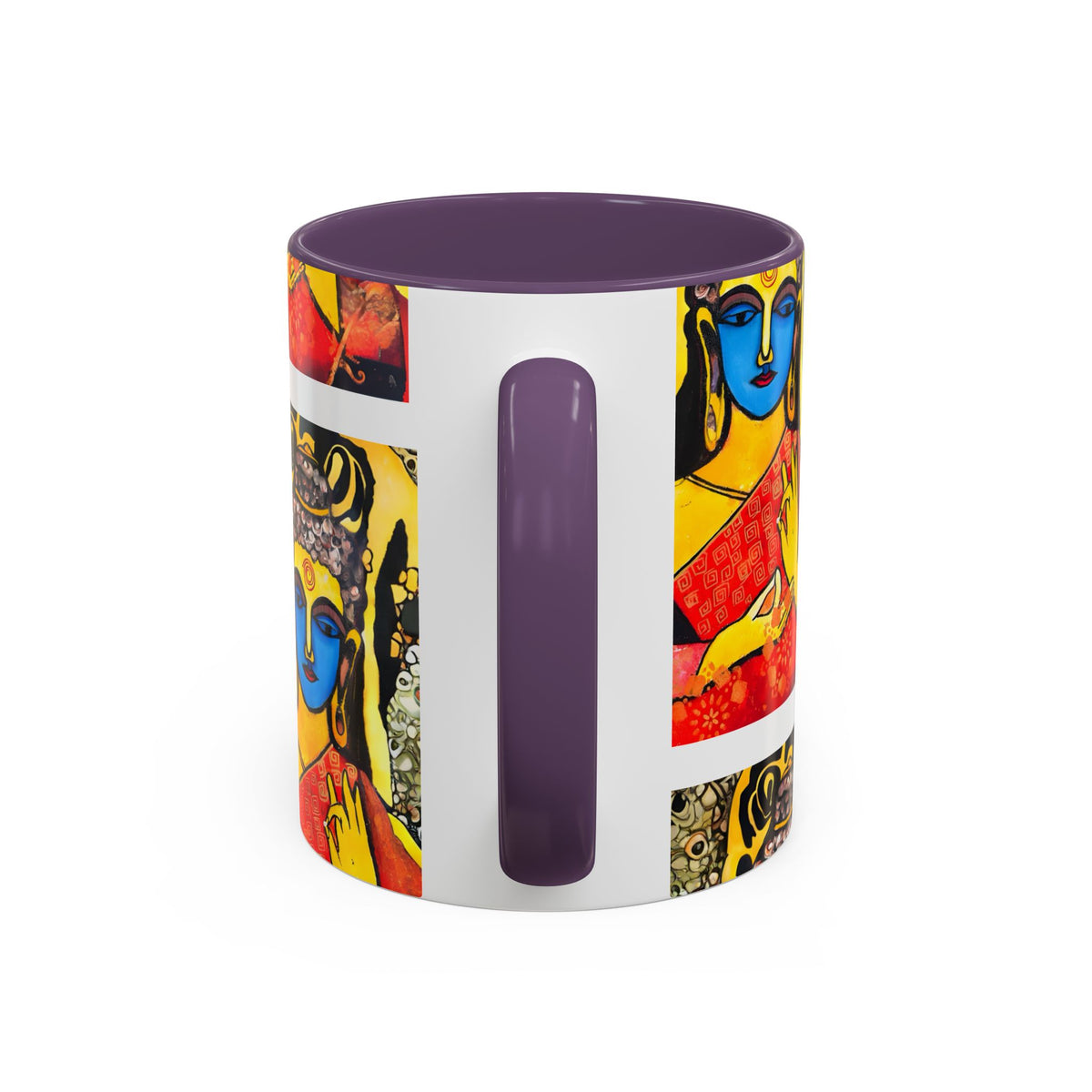 Inspirational Yoga Ceramic Mug, Colorful Buddhist Painting, 11oz & 15oz Unique Coffee Cup - Ira World Art LLC