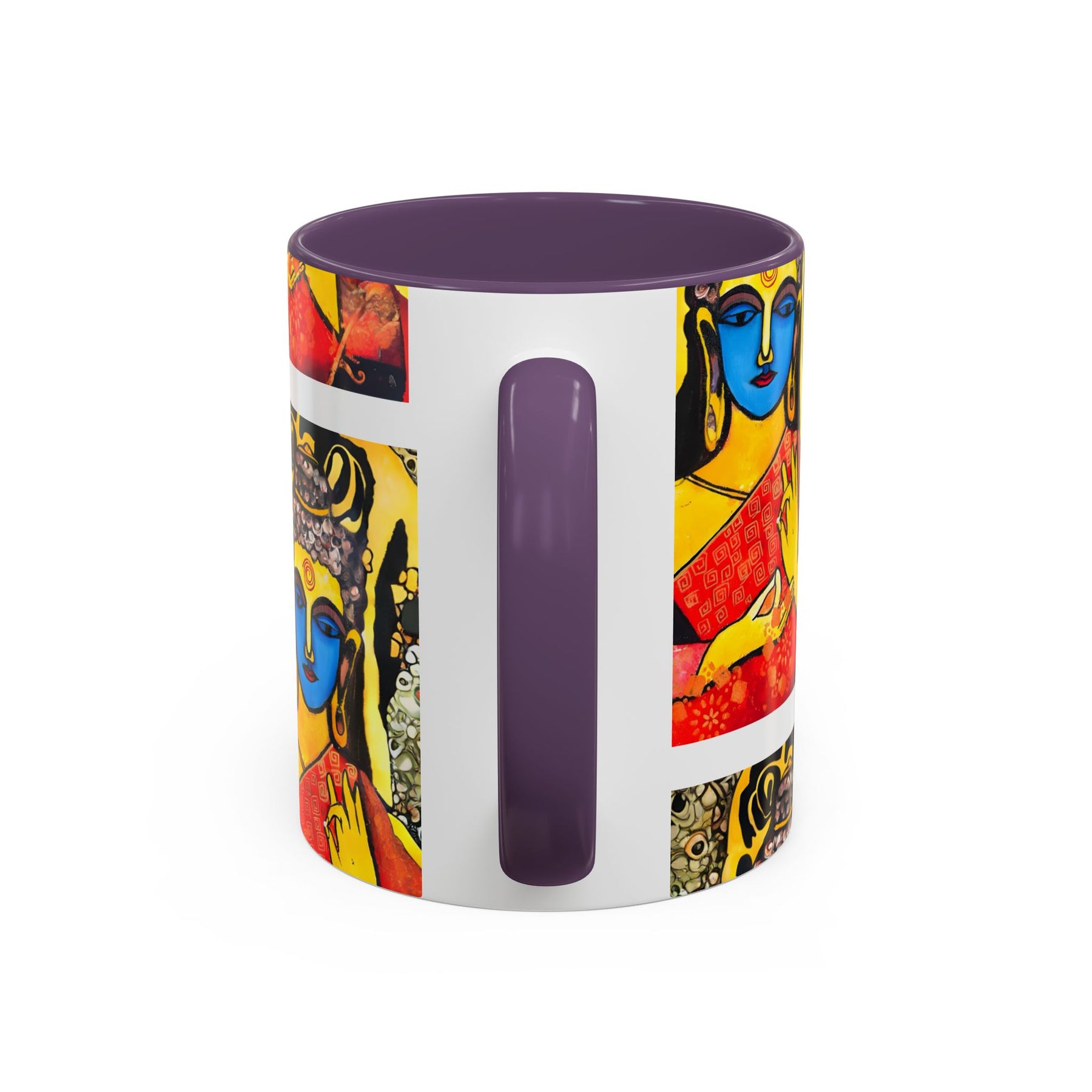 Inspirational Yoga Ceramic Mug, Colorful Buddhist Painting, 11oz & 15oz Unique Coffee Cup - Ira World Art LLC