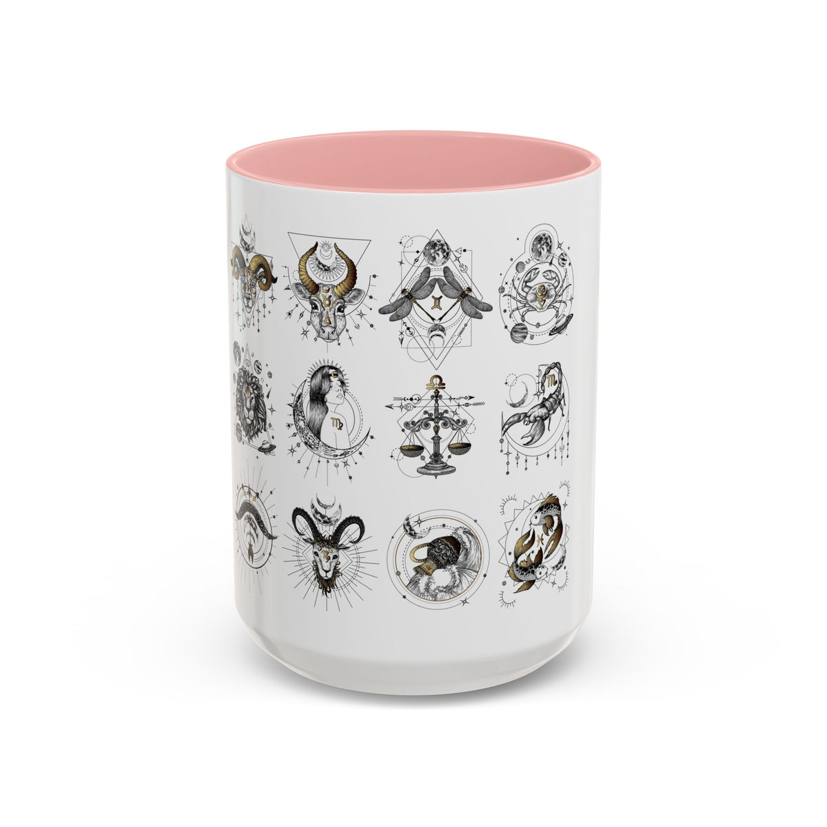 Zodiac Accent Ceramic Coffee Mug with Vibrant Horoscope Design 11oz & 15oz - Ira World Art LLC