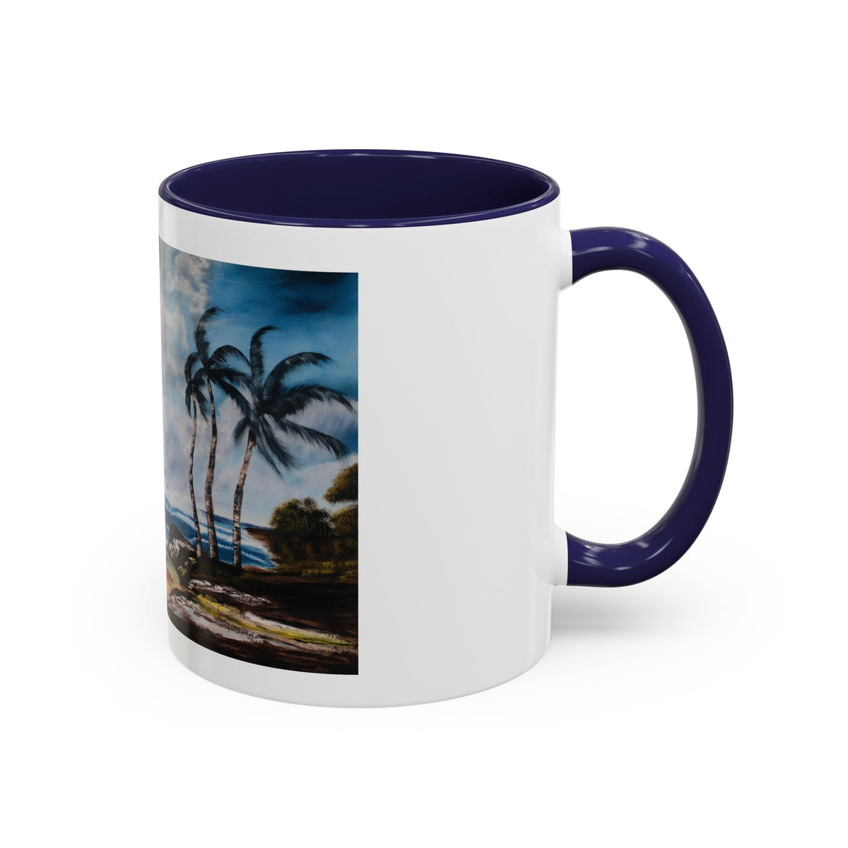 Accent Coffee Mug, 11oz | Accent mug | White blue mug | Outdoor Mug| See View Mug - Ira World Art LLC