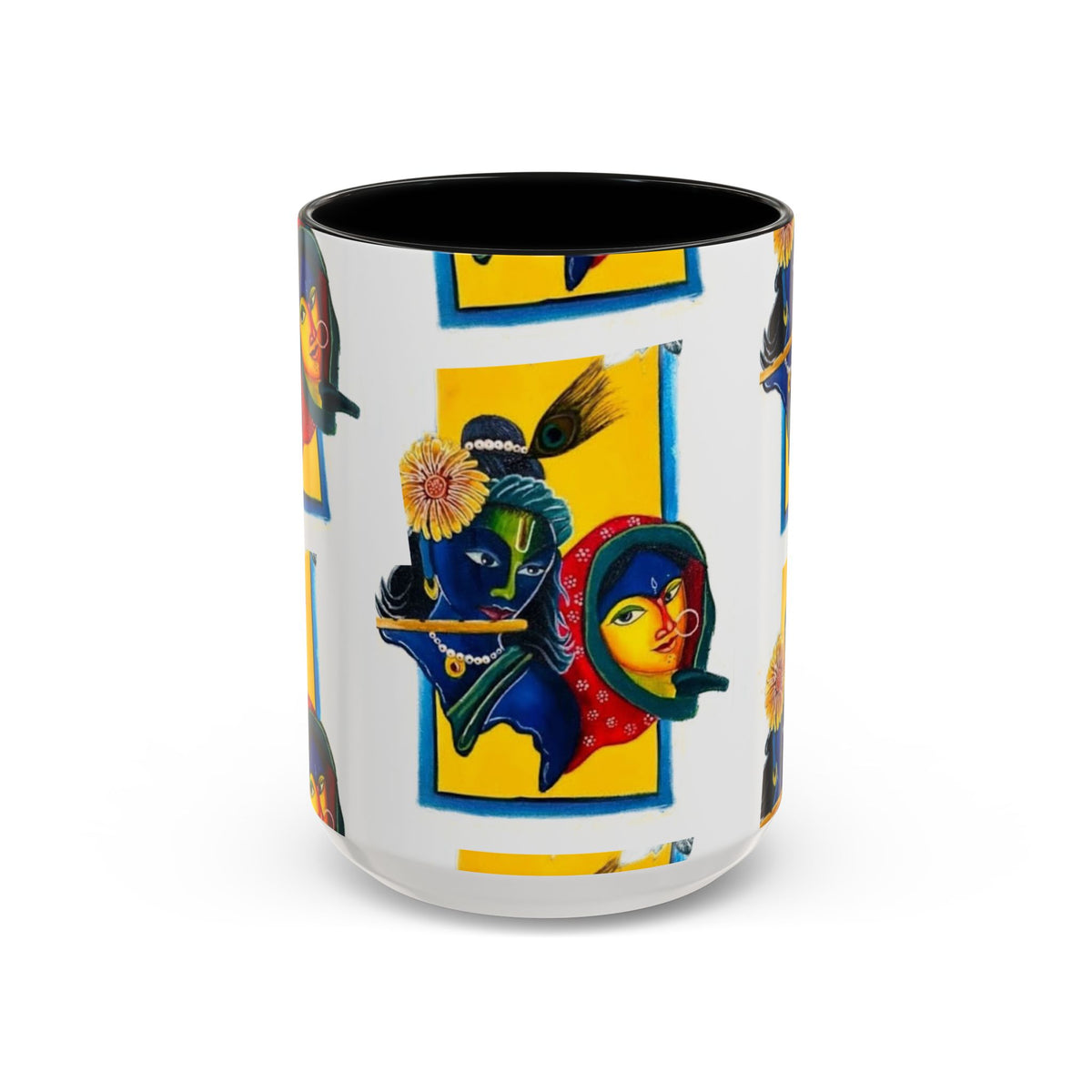 Colorful Ceramic Mug with Unique Hindu Art Design, 11oz & 15oz Aesthetic Gift - Ira World Art LLC