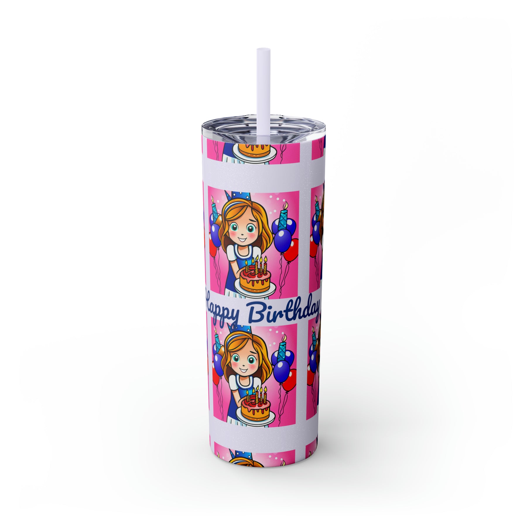Stylish 20oz Birthday Skinny Tumbler with Straw - Ira World Art LLC