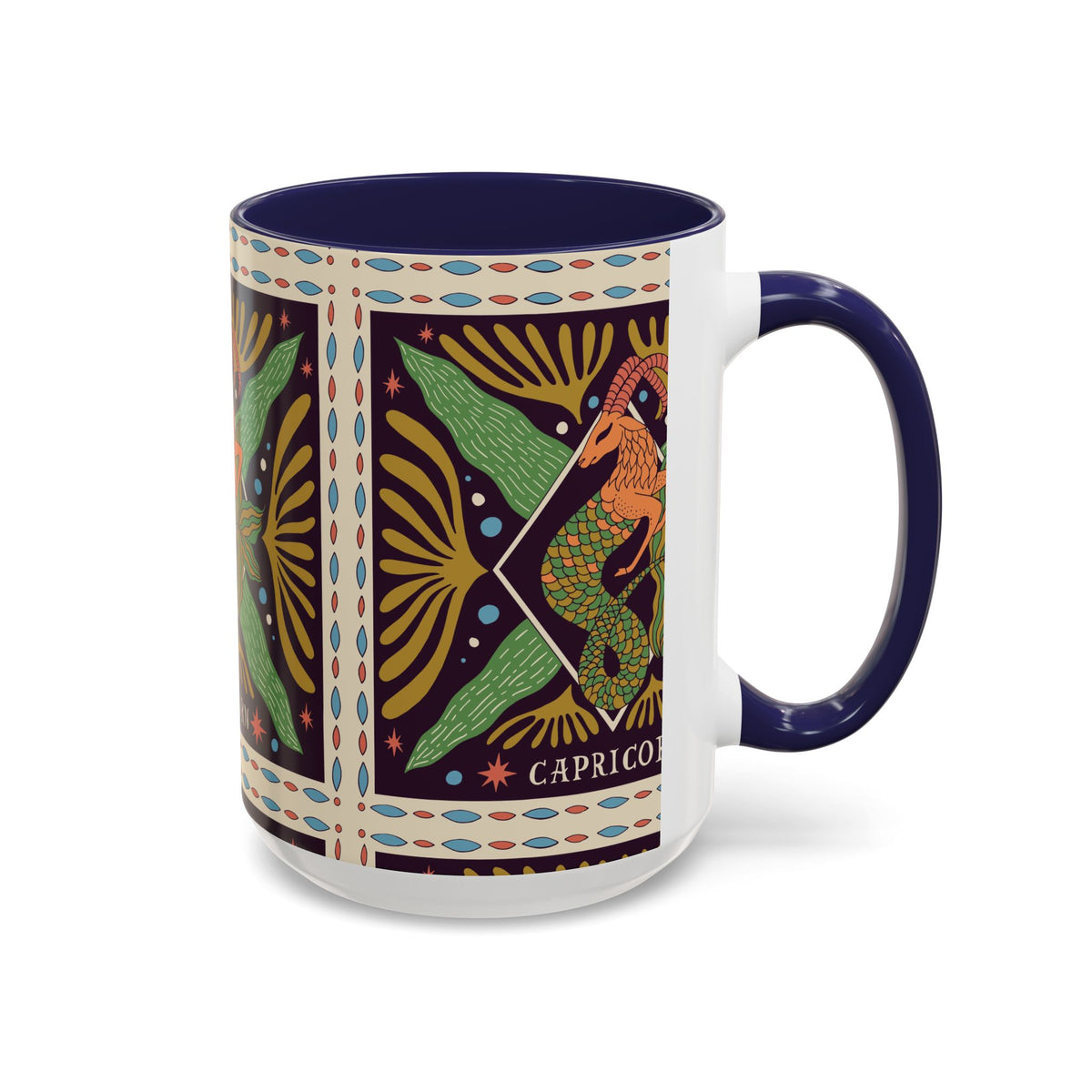 Colorful Capricorn Mug, Custom Ceramic Coffee Cup 11oz & 15oz Zodiac Design - Ira World Art LLC