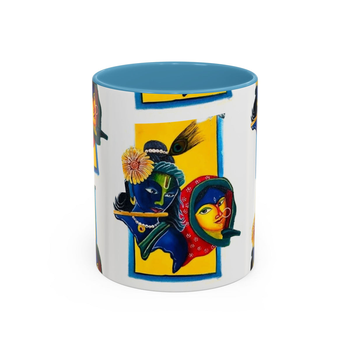 Colorful Ceramic Mug with Unique Hindu Art Design, 11oz & 15oz Aesthetic Gift - Ira World Art LLC