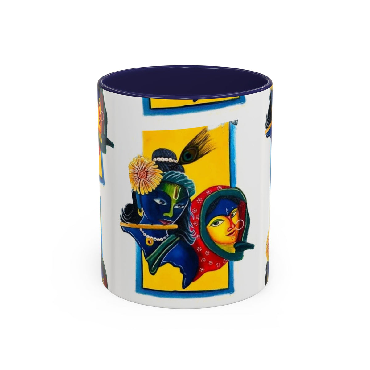 Colorful Ceramic Mug with Unique Hindu Art Design, 11oz & 15oz Aesthetic Gift - Ira World Art LLC