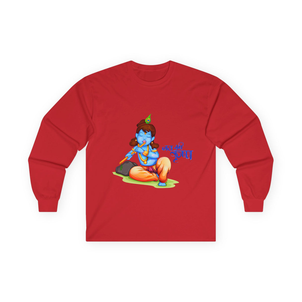 Krishna Full Sleeves T-Shirt, Lord Krishna Graphic Tee, Unisex Long Sleeve Shirt, Spiritual Clothing, Religious Apparel - Ira World Art LLC