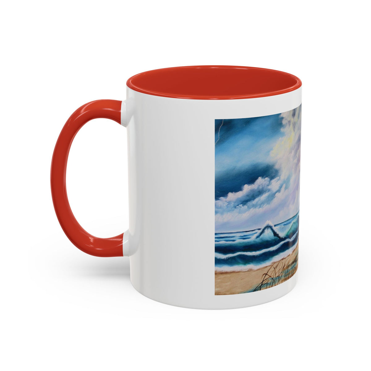 Accent Coffee Mug, 11oz | Accent mug | White blue mug | Outdoor Mug| See View Mug - Ira World Art LLC