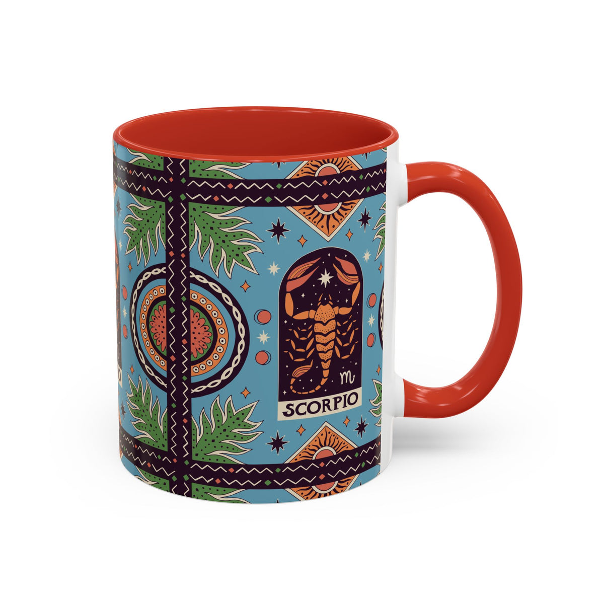 Colorful Scorpio Zodiac Ceramic Mug, Custom 11oz & 15oz Coffee Cup Design - Ira World Art LLC
