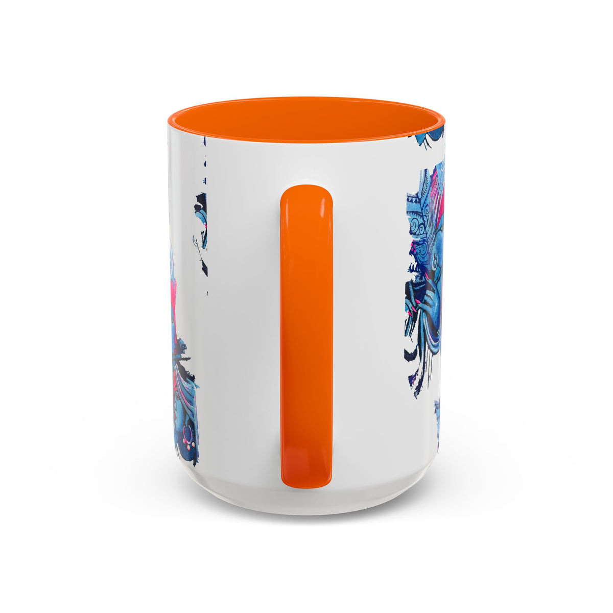 Vibrant Blue Ceramic Coffee Mug with Artistic Hindu Design, 11oz & 15oz - Ira World Art LLC