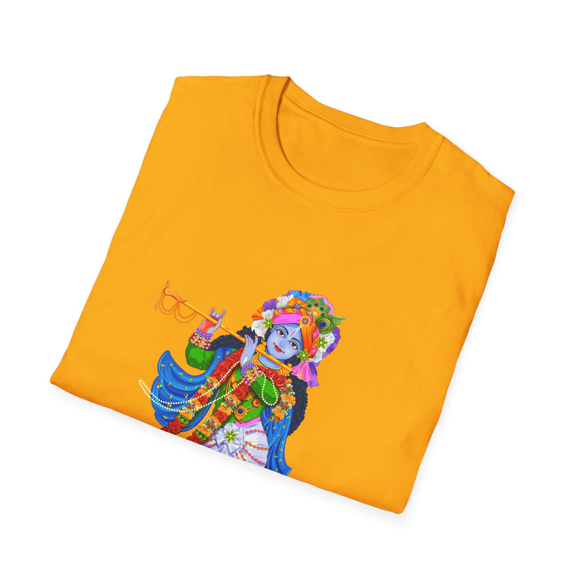 Krishana Tees - Spiritual Unisex Softstyle T-Shirt, Hindu God Tee, Religious Clothing, Meditation Shirt, Yoga Outfit - Ira World Art LLC