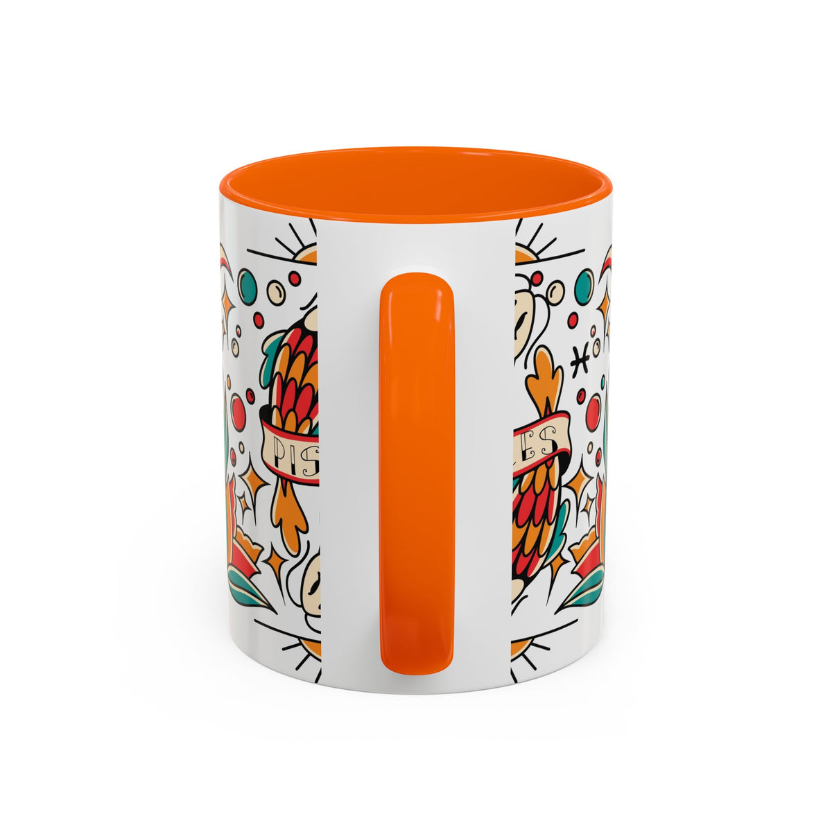 Colorful Pisces Zodiac Mug, Painted Ceramic 11oz Unique Coffee Cup - Ira World Art LLC