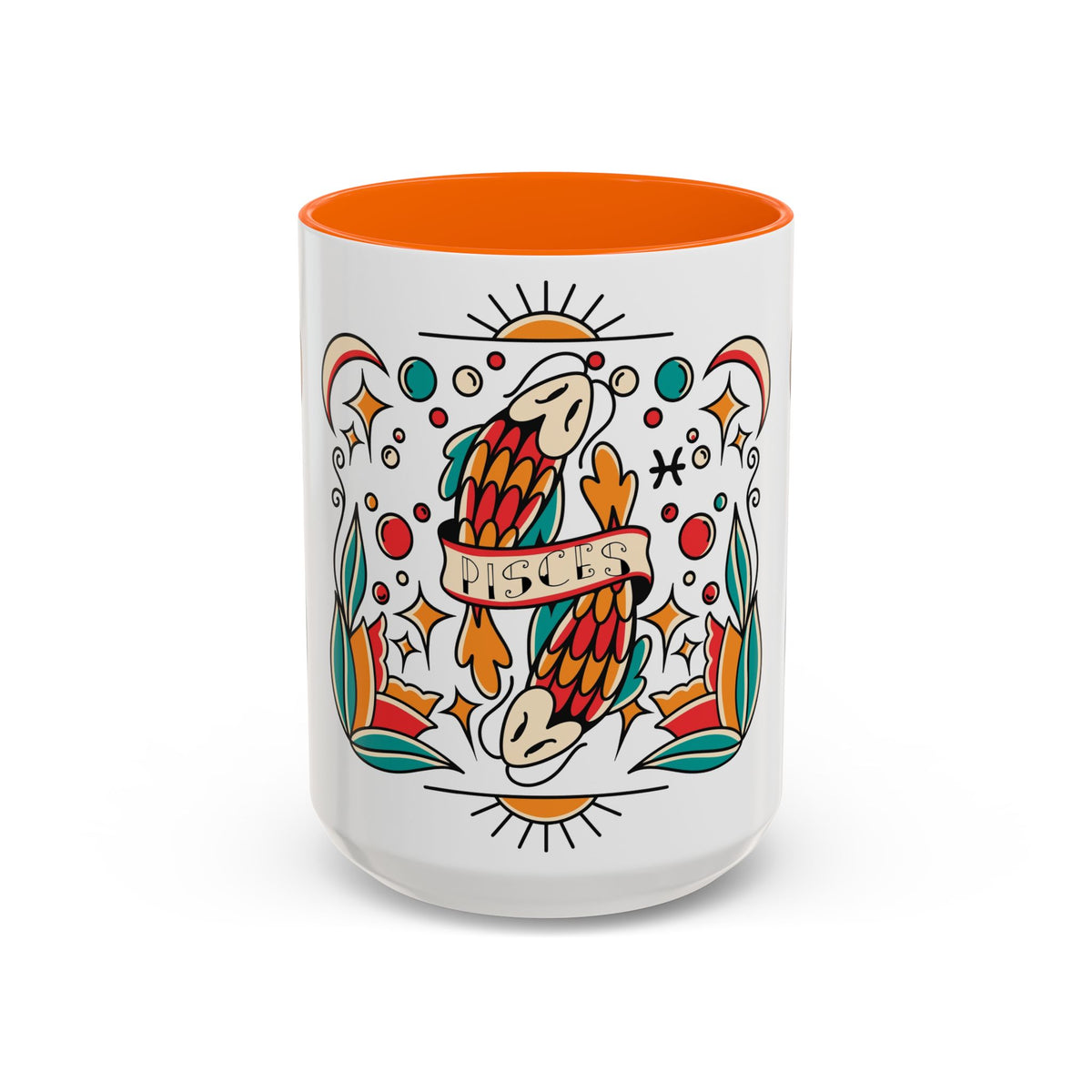 Colorful Pisces Zodiac Mug, Painted Ceramic 11oz Unique Coffee Cup - Ira World Art LLC