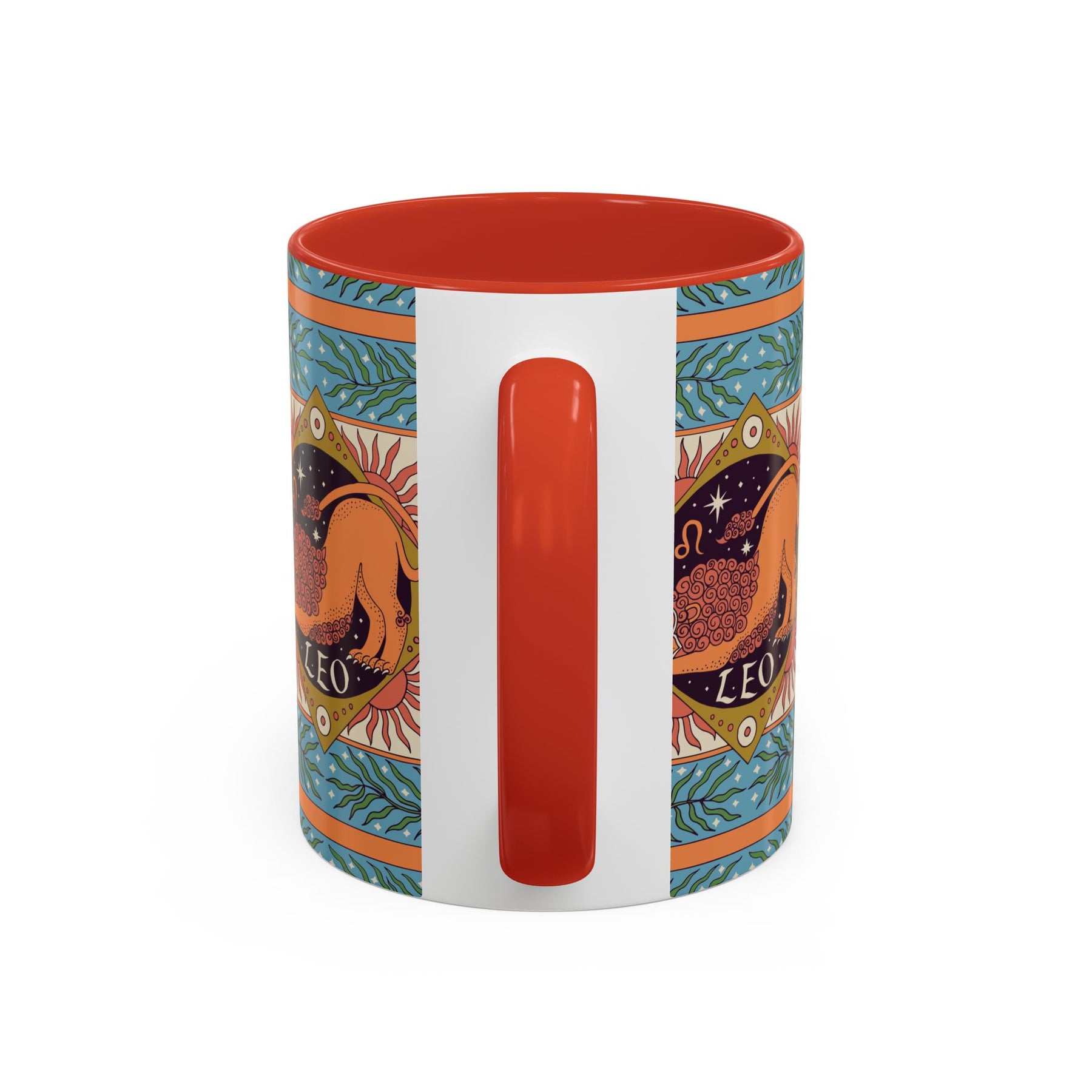 Vibrant Leo Zodiac Coffee Mug, Custom Ceramic 11oz & 15oz Colorful Design - Ira World Art LLC