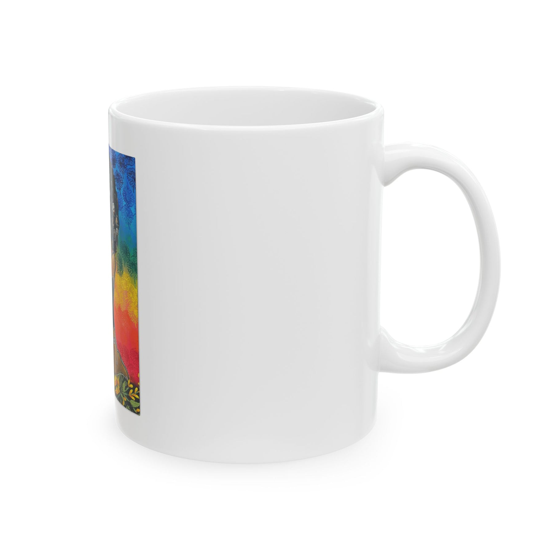 Colorful 11oz Ceramic Coffee Mug with Watercolor Design, Motivational Yoga Mug - Ira World Art LLC