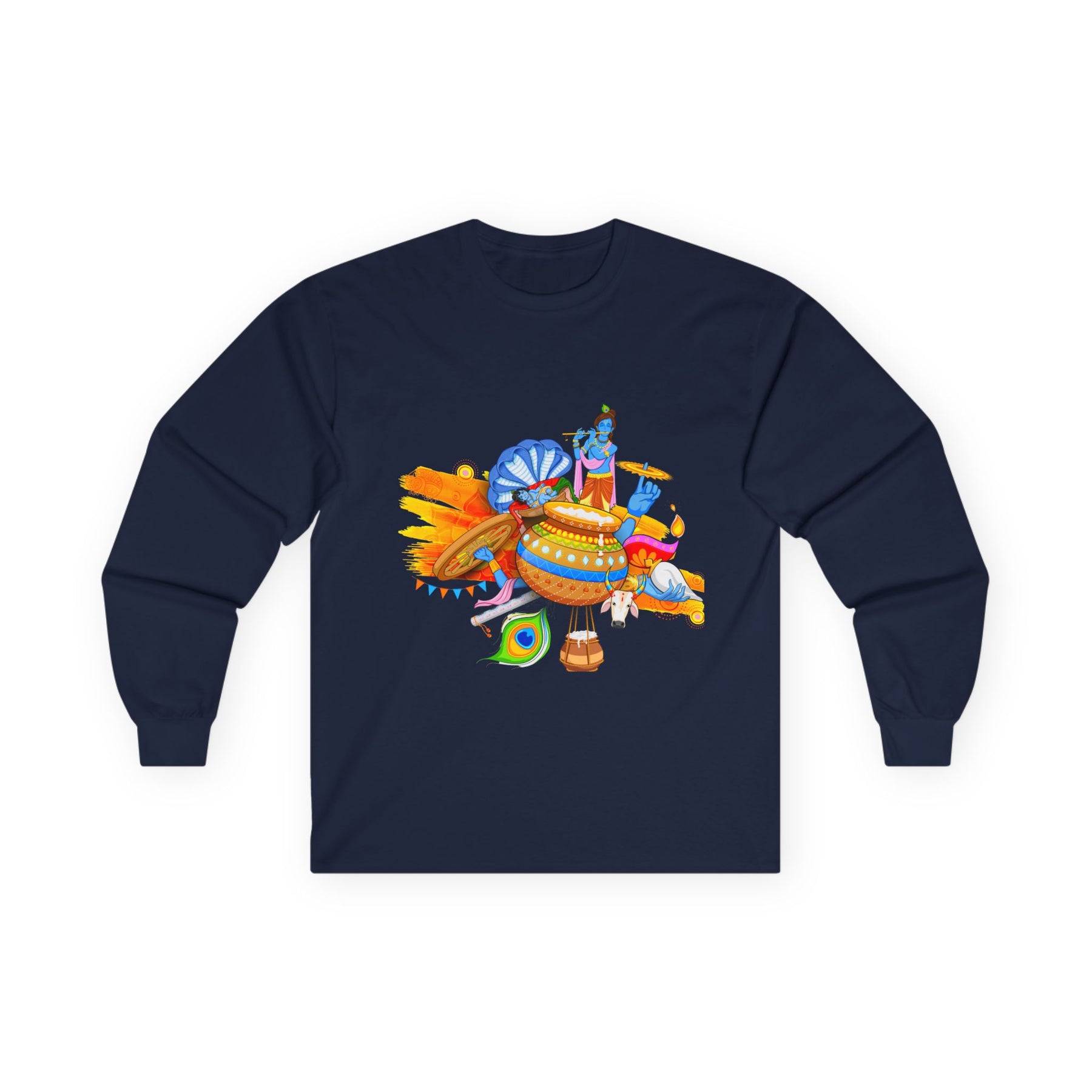 Krishan Full Sleeves Tee, Long Sleeve T-Shirt for Men and Women, Cotton Shirt, Religious Gift, Casual Top - Ira World Art LLC