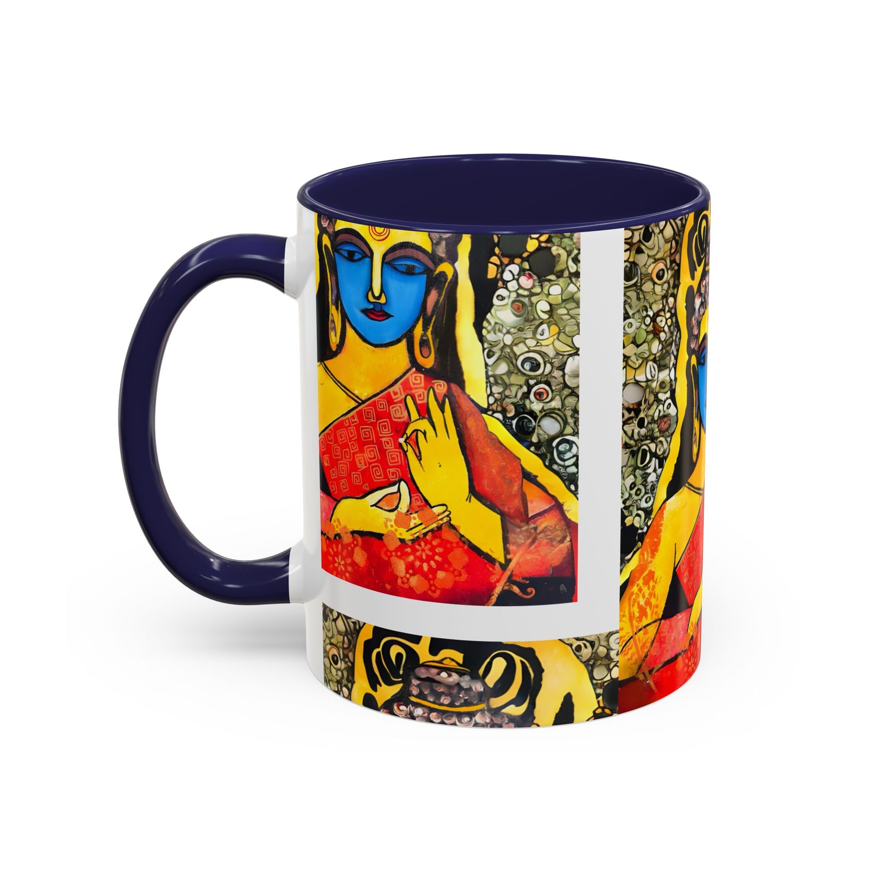 Inspirational Yoga Ceramic Mug, Colorful Buddhist Painting, 11oz & 15oz Unique Coffee Cup - Ira World Art LLC