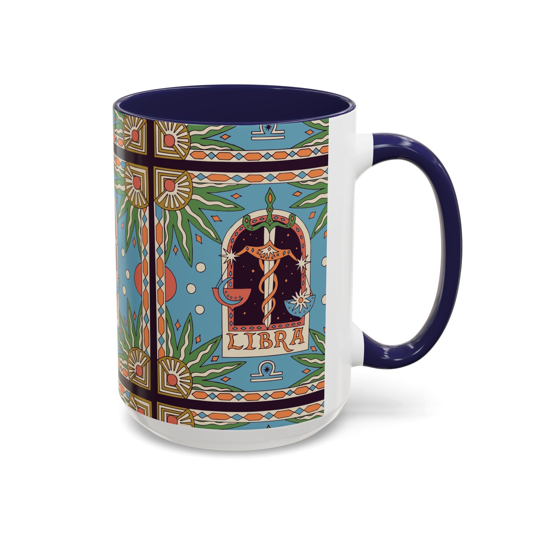 Custom Libra Coffee Mug, Colorful Ceramic 11oz & 15oz Zodiac Design - Ira World Art LLC