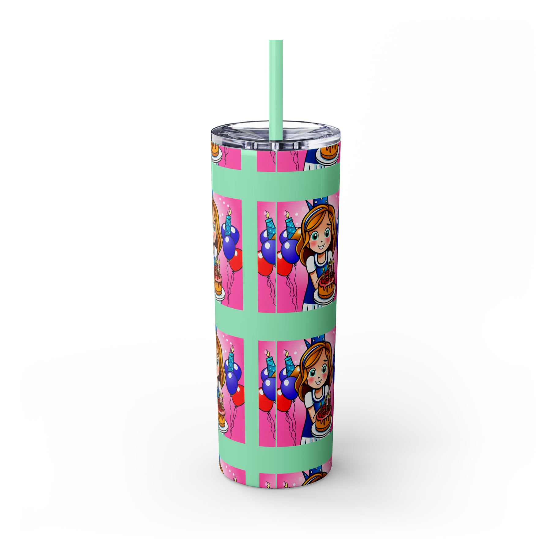 Stylish 20oz Birthday Skinny Tumbler with Straw - Ira World Art LLC