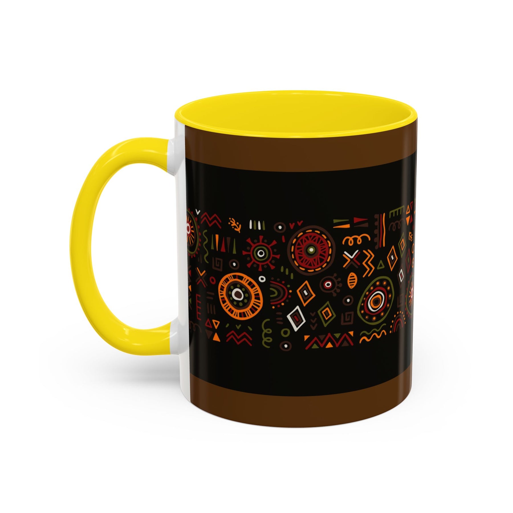 Tribal Ceramic Coffee Mug, Afrocentric Colorful Design, Custom 11oz & 15oz - Ira World Art LLC