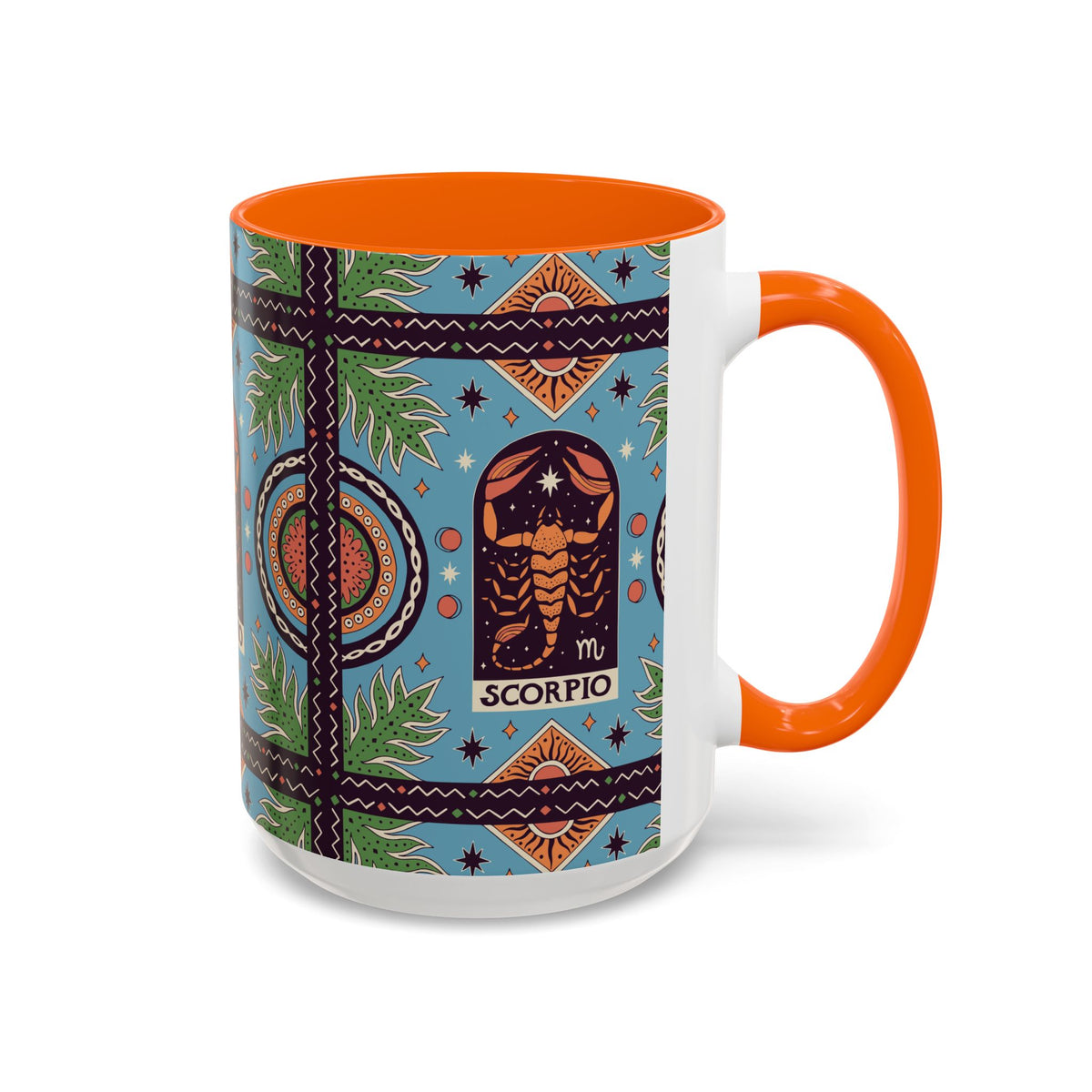 Colorful Scorpio Zodiac Ceramic Mug, Custom 11oz & 15oz Coffee Cup Design - Ira World Art LLC