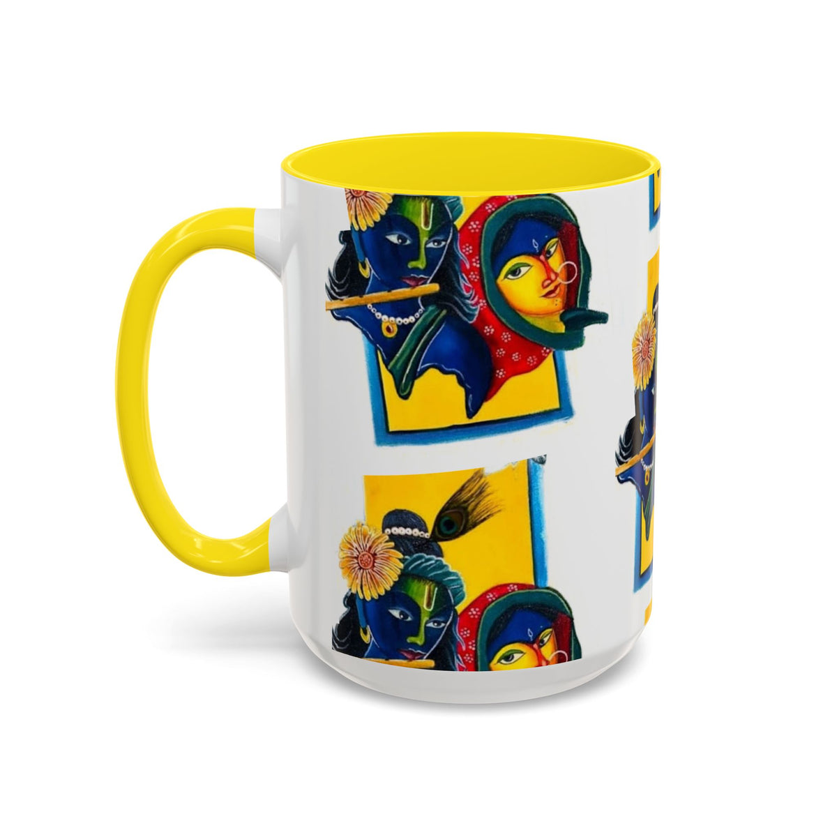 Colorful Ceramic Mug with Unique Hindu Art Design, 11oz & 15oz Aesthetic Gift - Ira World Art LLC